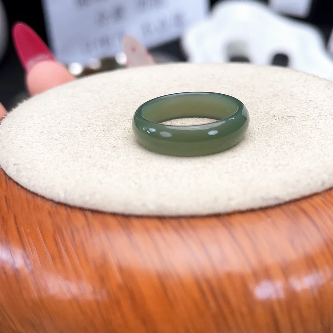 和田玉戒指未镶嵌31碧玉原切17.2不退货