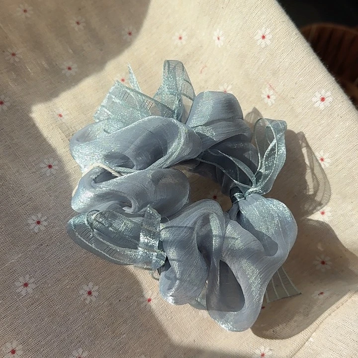 非金属布艺雾霾蓝 流光纱蝴蝶结