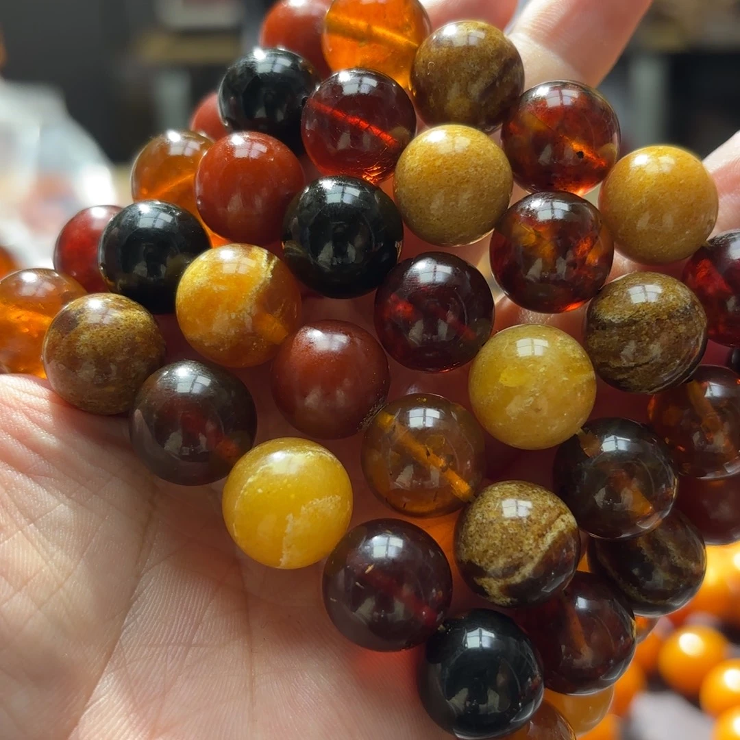 琥珀未镶嵌裸石14多宝手串多样性发其一