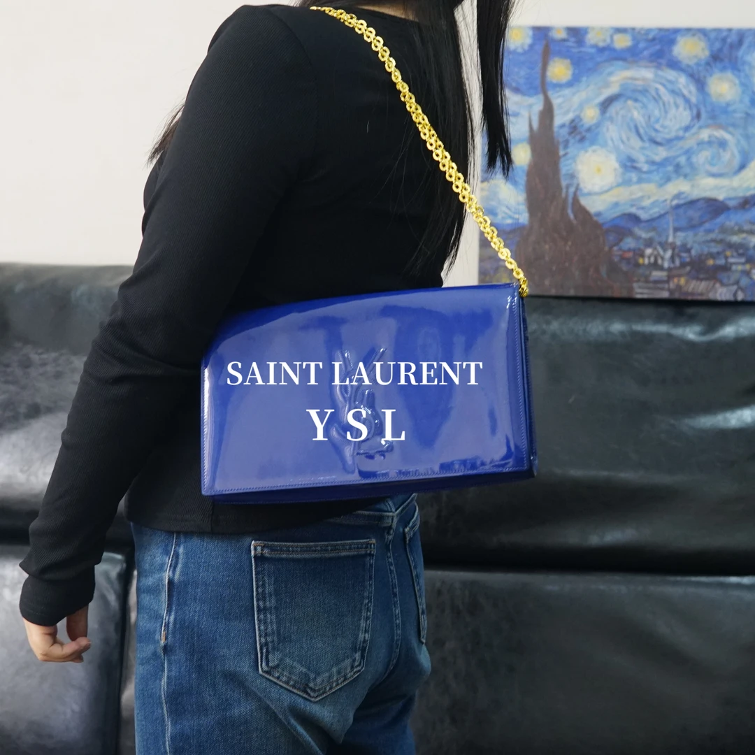95新 YSL/圣罗兰 蓝色链条包/ZG12706016/6016