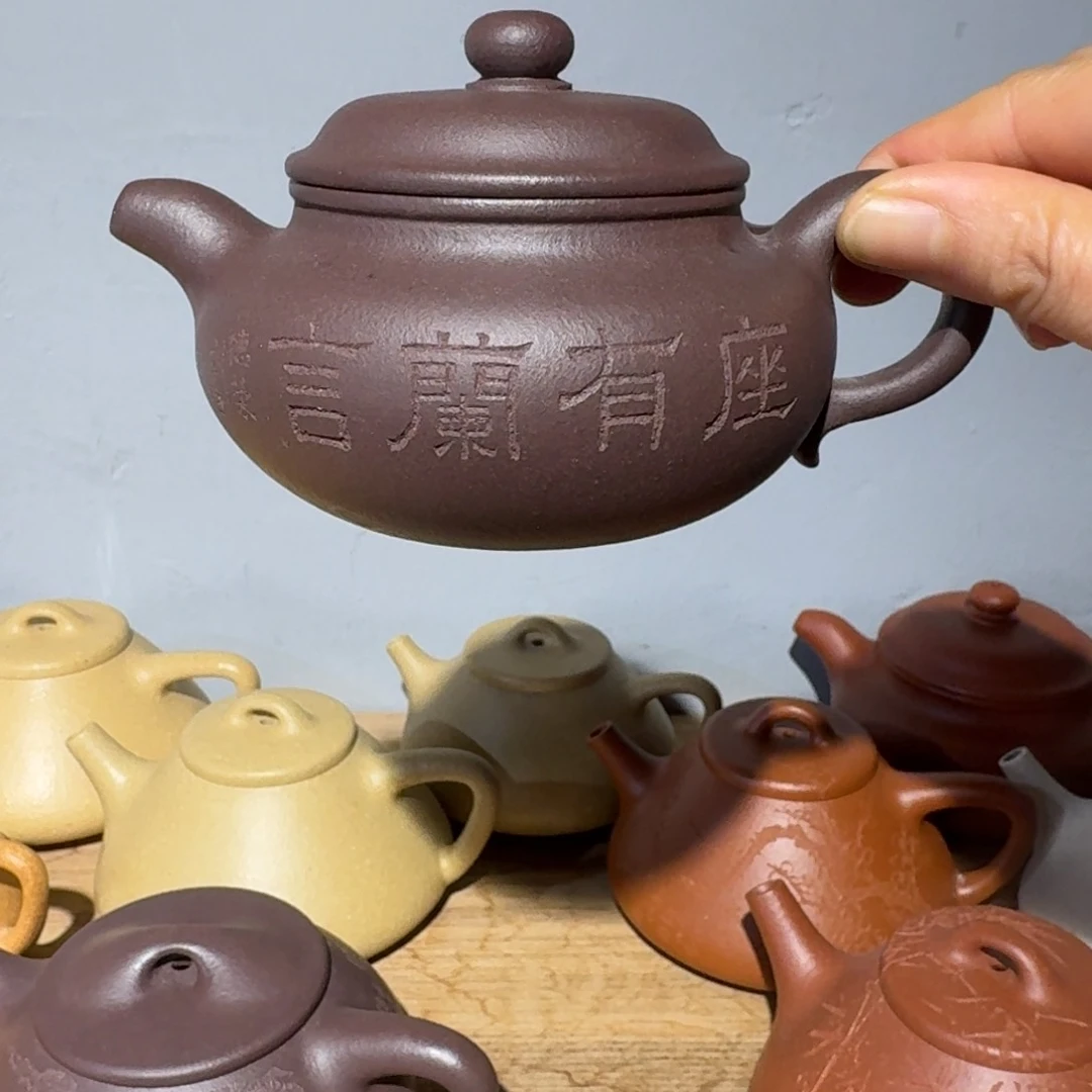 紫泥茶壶老*壶天青全手仿古预定200毫升左右