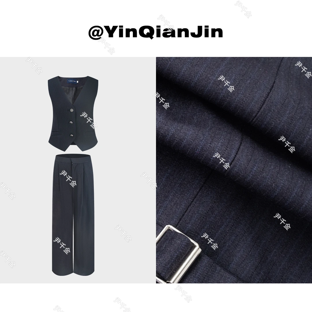 尹千金瑶子春款【律政俏佳人】省钱风垂感休闲条纹套装 T240052