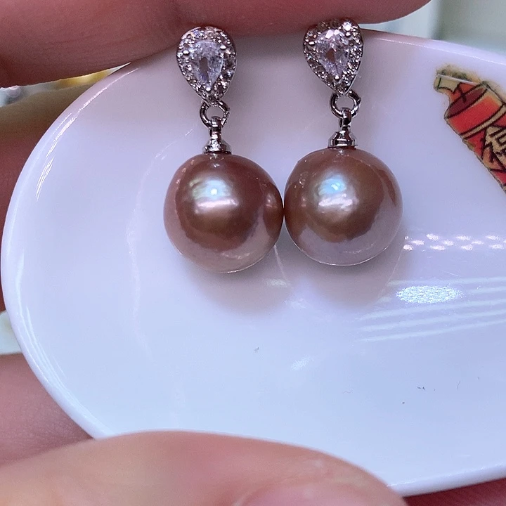 银S925镶嵌耳饰淡水珍珠