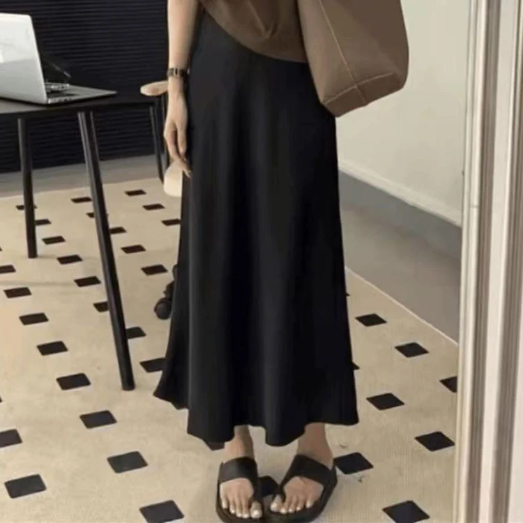 2025夏季新款优雅缎面复古显瘦半身裙#6687