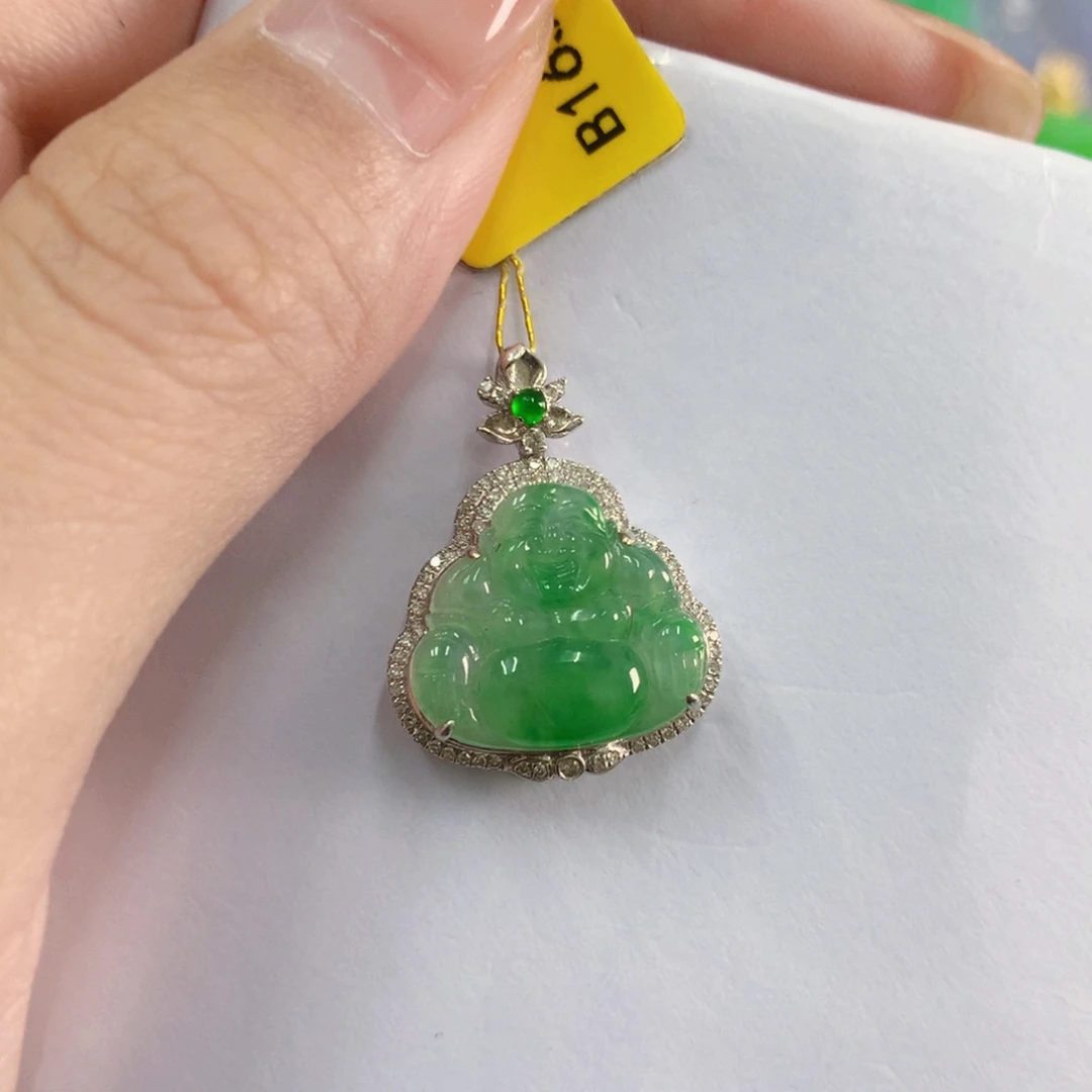吊坠(不含链)18K金镶嵌翡翠