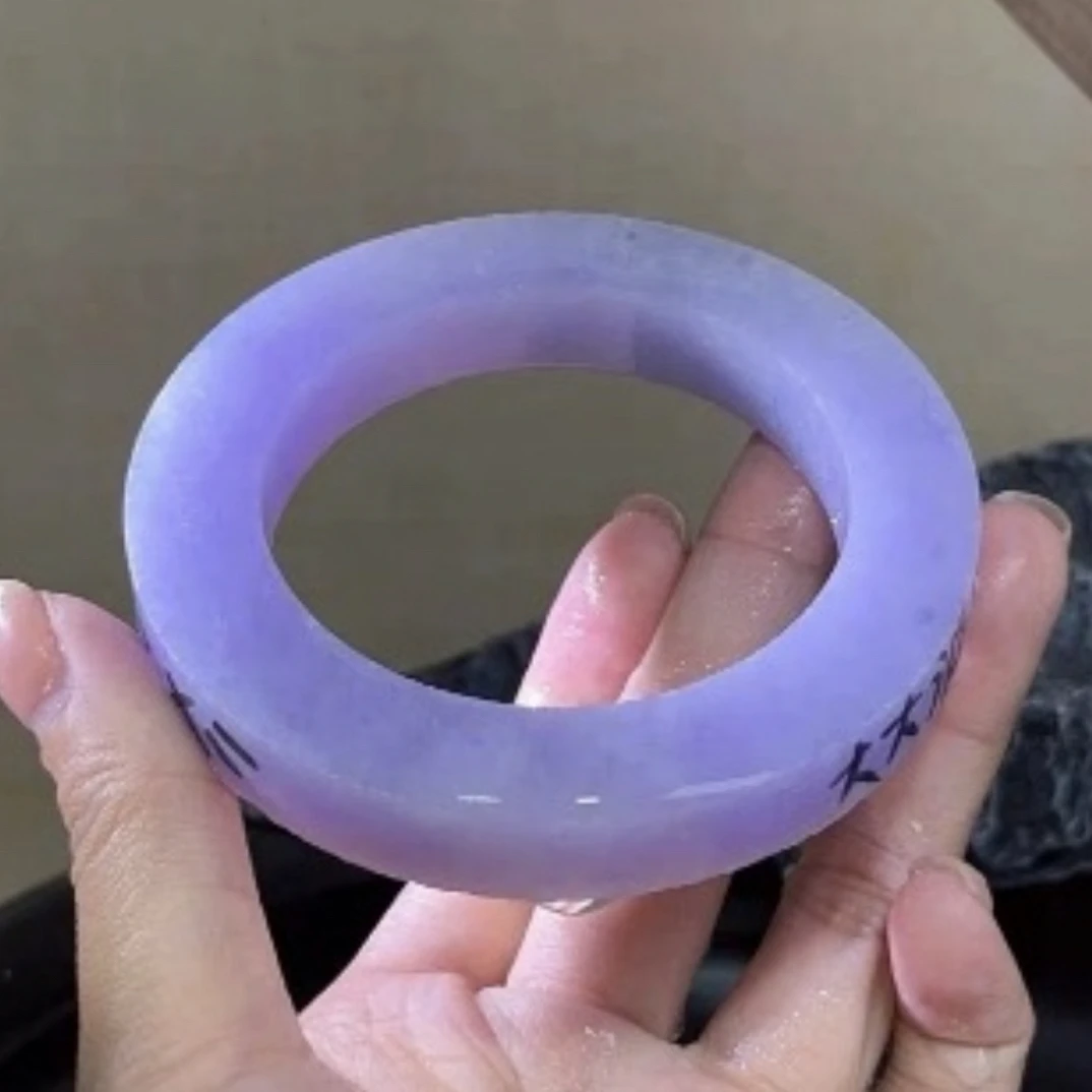 紫罗兰冰透飘花手镯时尚百搭女款精美平安镯