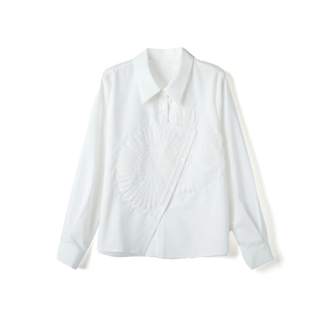 【WUGEE】莫代尔刺绣气质长袖女装时尚休闲森女系百搭春季衬衫