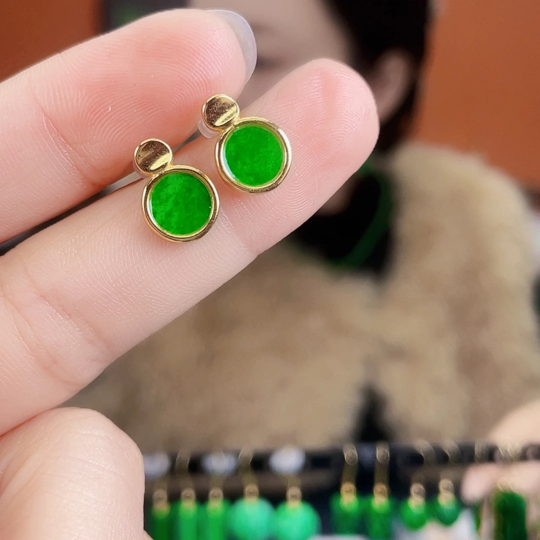 翡翠银S925镶嵌耳饰