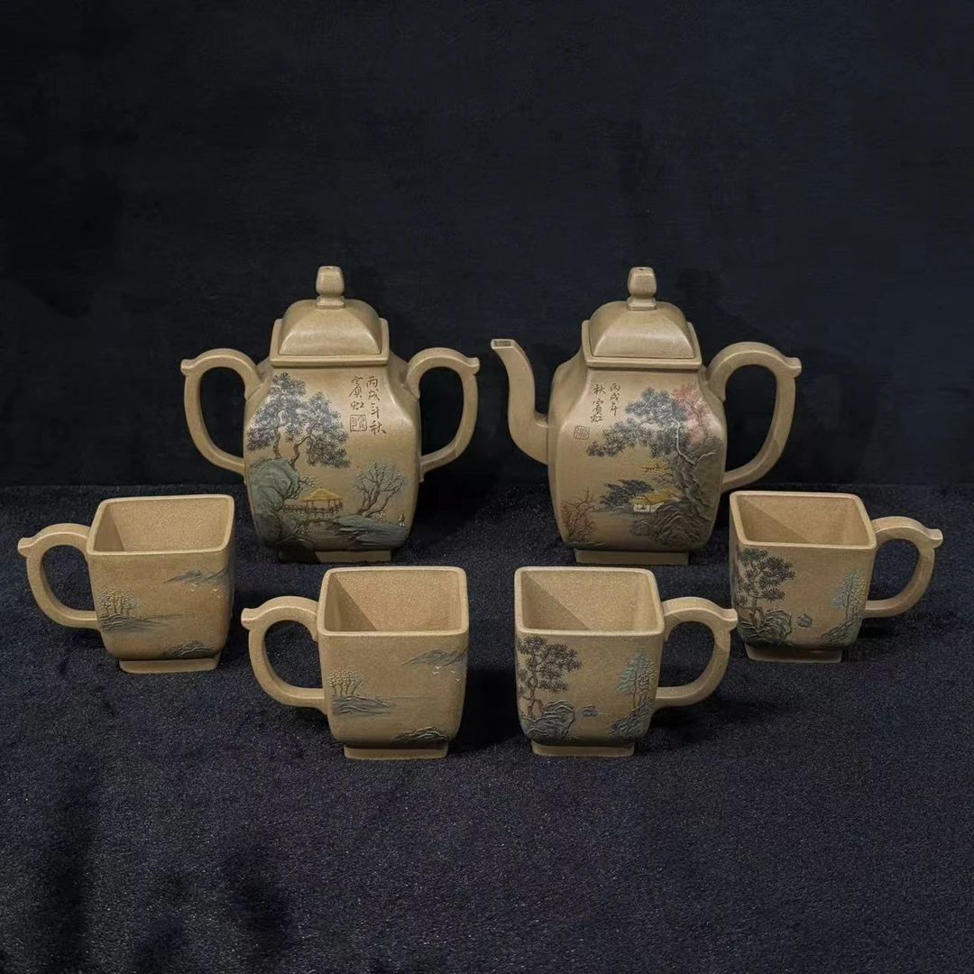 30/TFZ-105/唐凤芝/紫砂壶缶方套组/紫泥