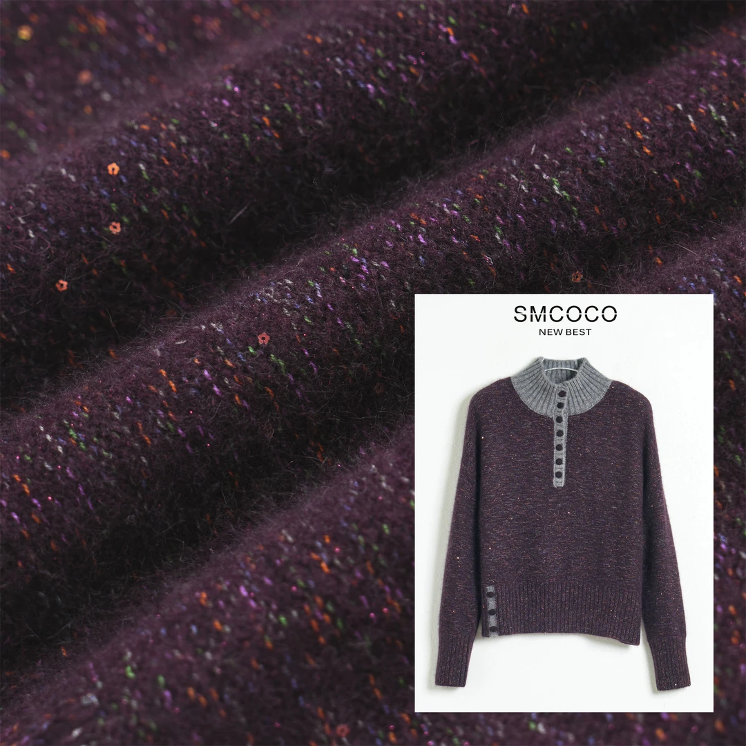 【秋冬新款】亮片立领通勤休闲时尚针织简约气质百搭羊毛衫ZG1302