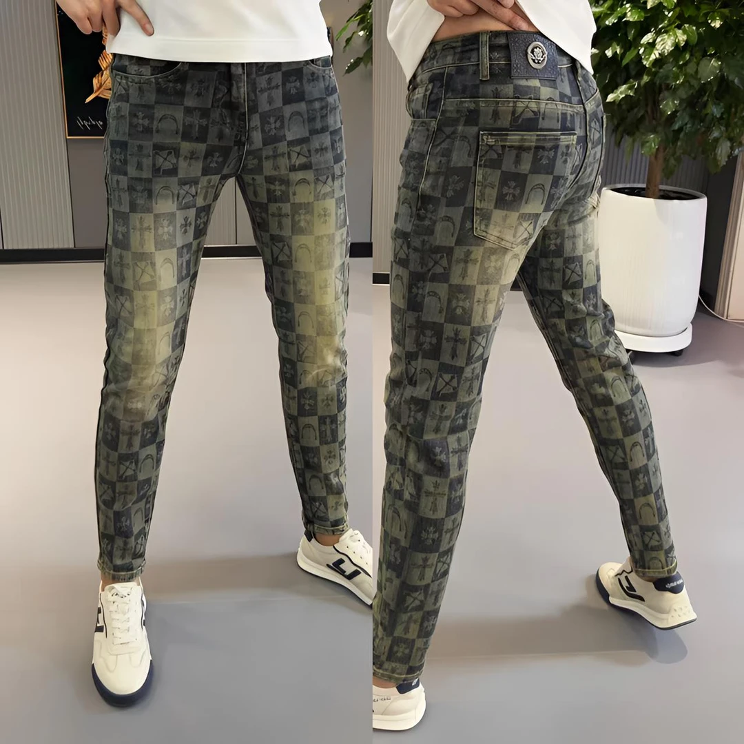 2025秋季新款牛仔裤男潮流弹力裤子男修身显瘦小脚裤百搭男士长裤