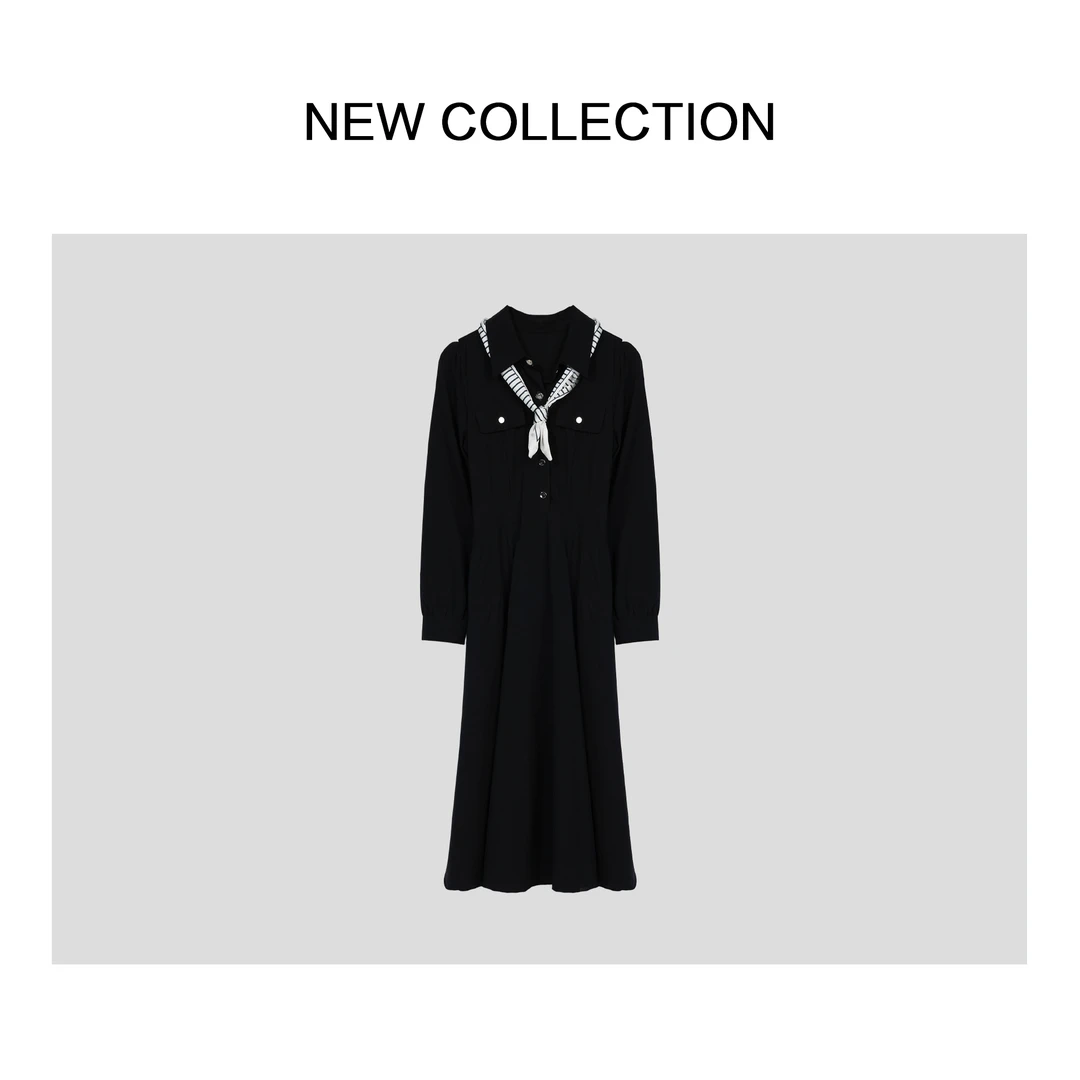 【品牌折扣】常规秋装单排多扣连衣裙 L1518022B