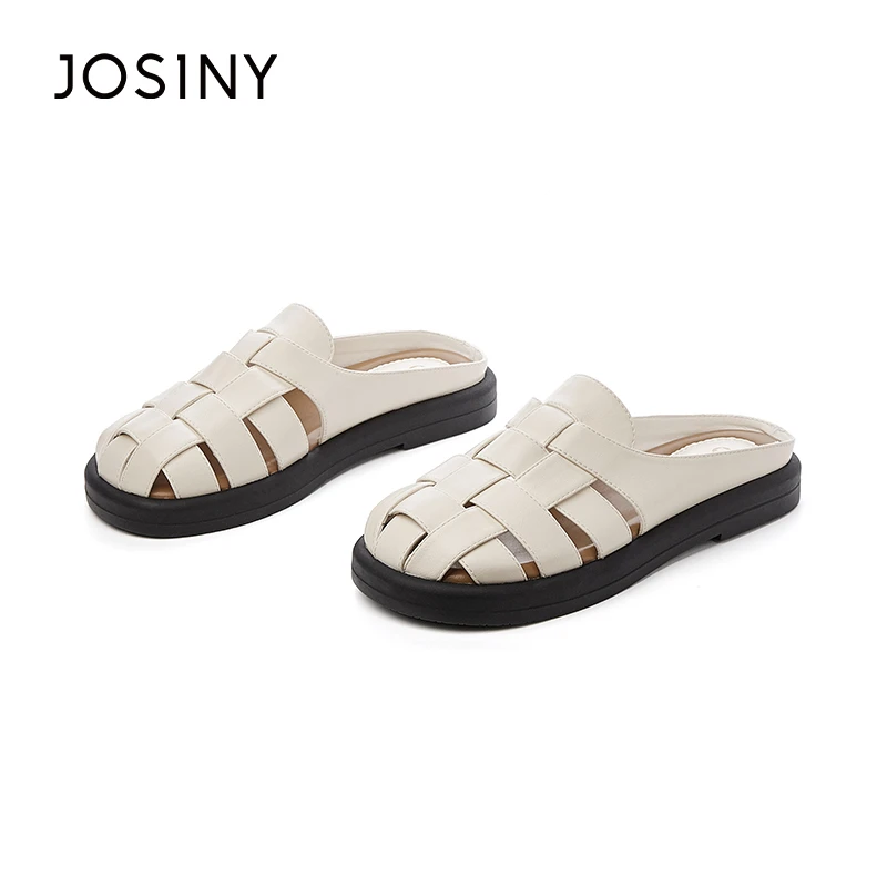 包头拖鞋女外穿夏季透气编志凉拖一脚蹬罗马鞋H