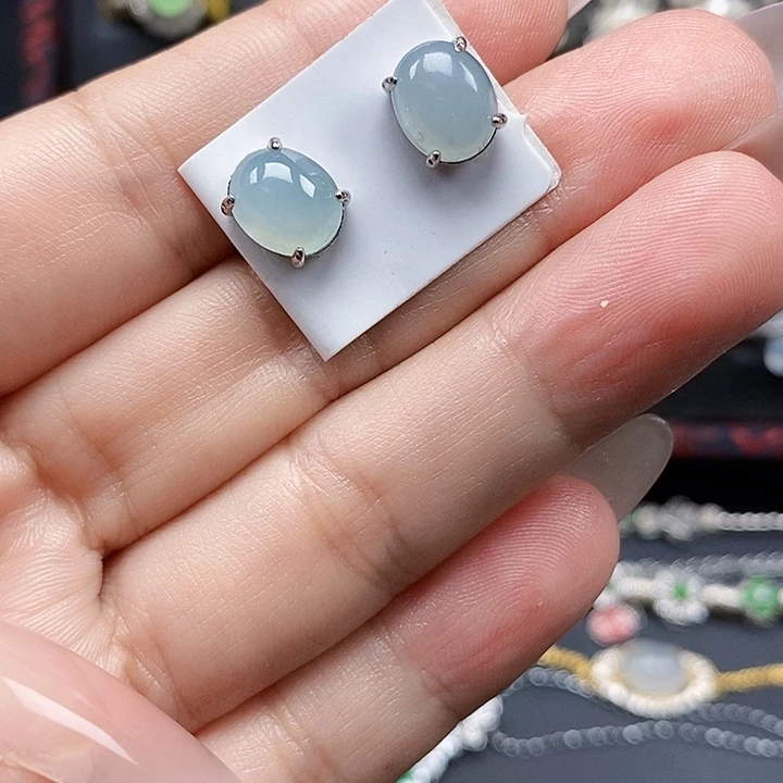 翡翠银S925镶嵌耳饰