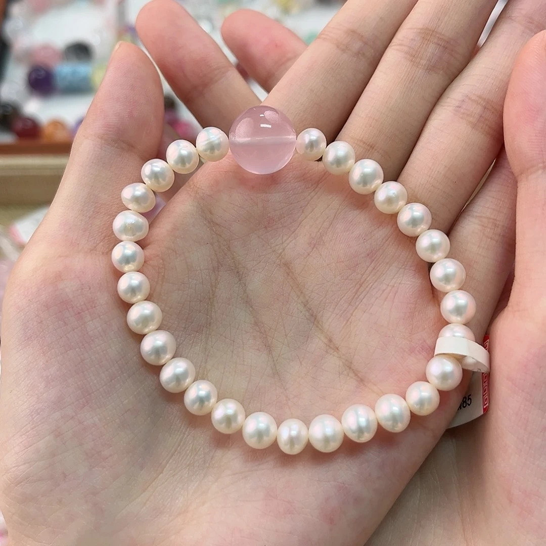 手链水晶未镶嵌天然淡水珠6-7mm