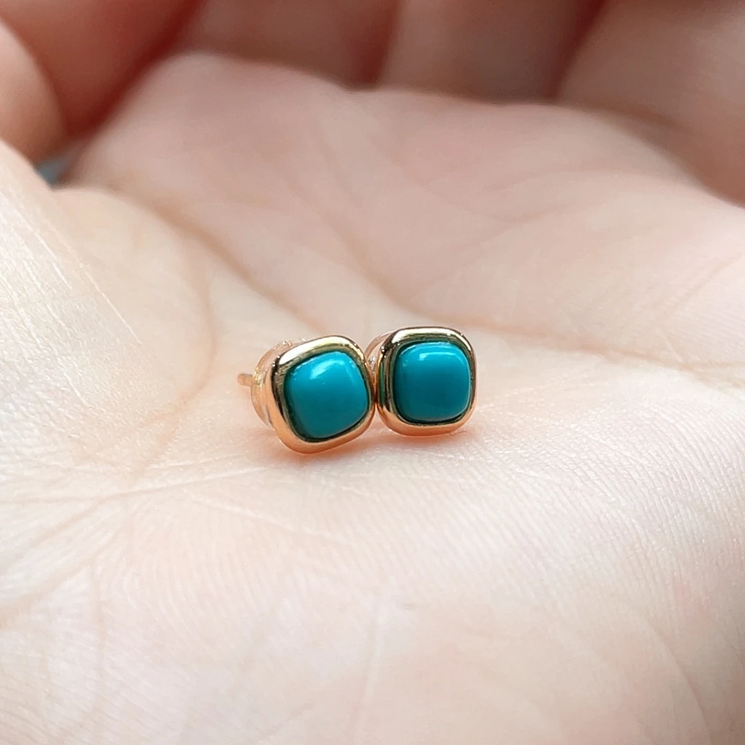 银S925镶嵌绿松石耳饰