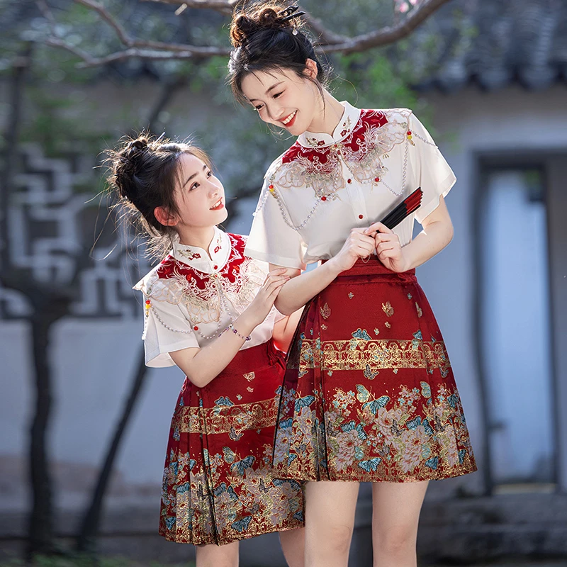 《忆江南》马面裙套装亲子装秋春夏古风裙子女童古装裙子