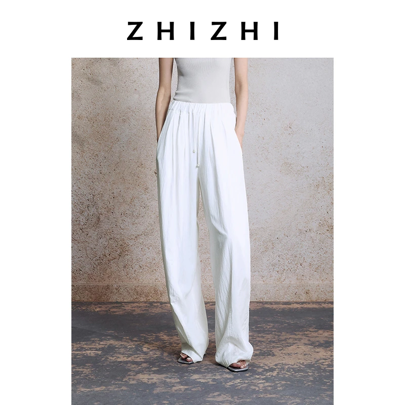 致知 画堂春 阔腿裤女2025夏季新款抽绳运动休闲裤ZZ2EMWKW008