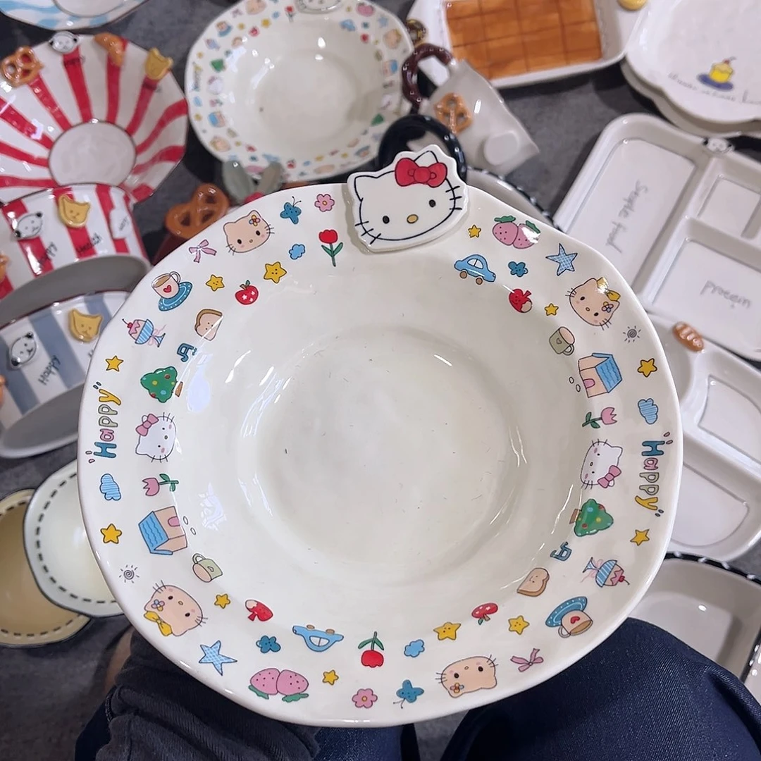 凯蒂猫螺纹盘陶瓷餐具系列