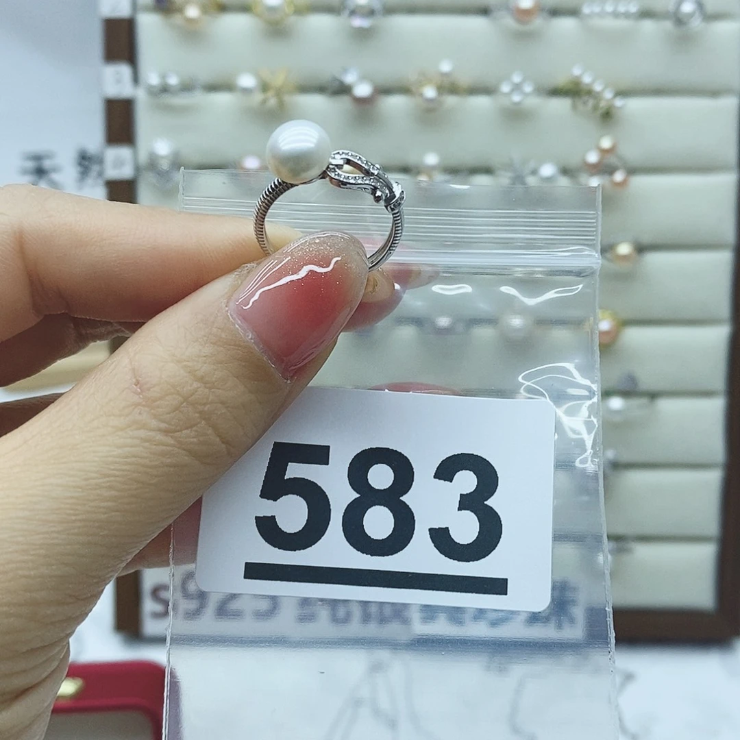 淡水珍珠戒指银S925镶嵌583