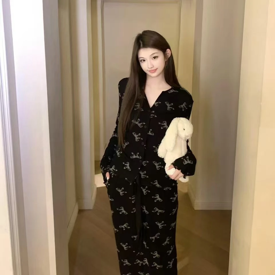 代尔棉睡衣女春秋季套装2025新款亲肤长袖长裤高级感家居服两件套