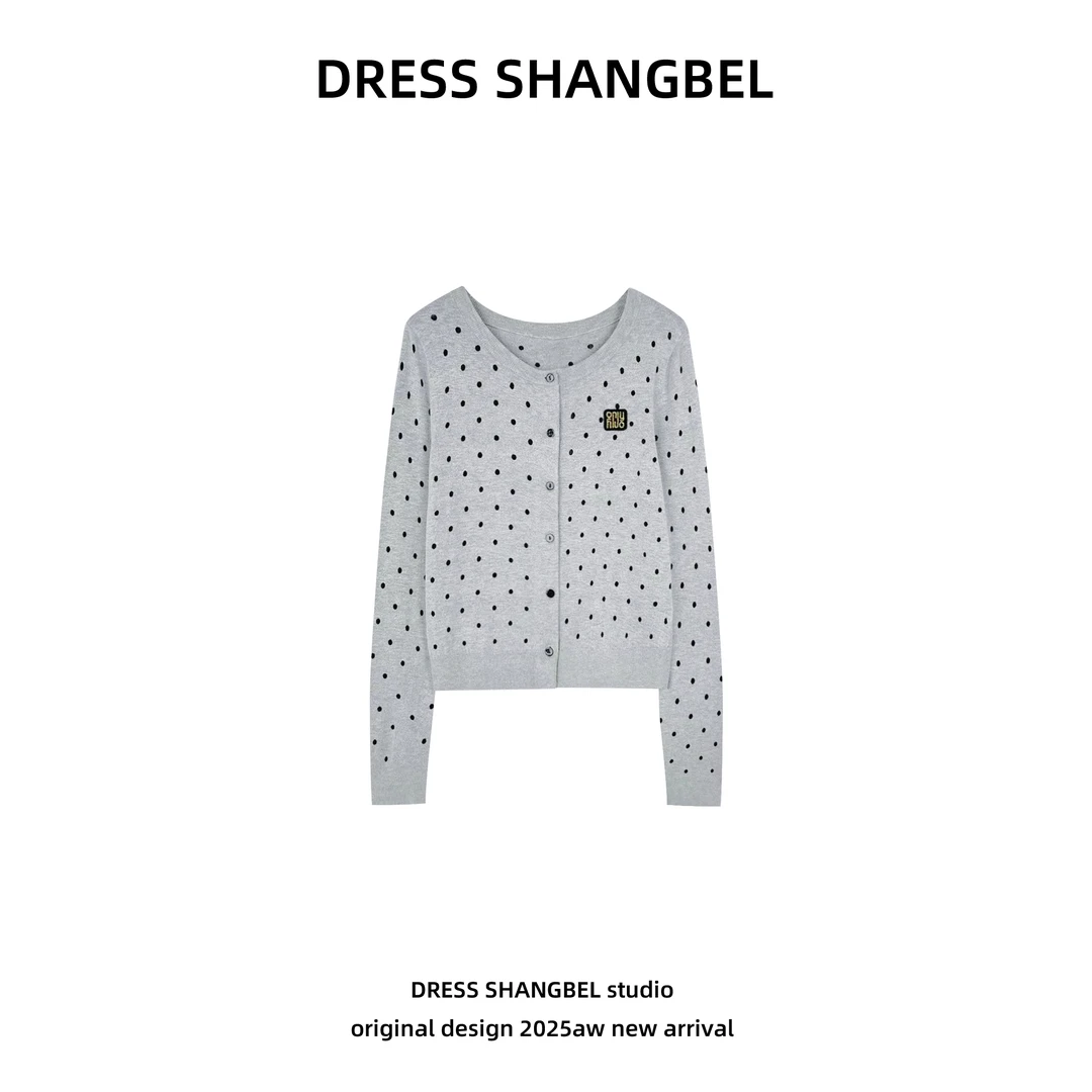 DRESS 2025新款C39波点气质时尚休闲百搭针织衫女老钱风长袖5906H