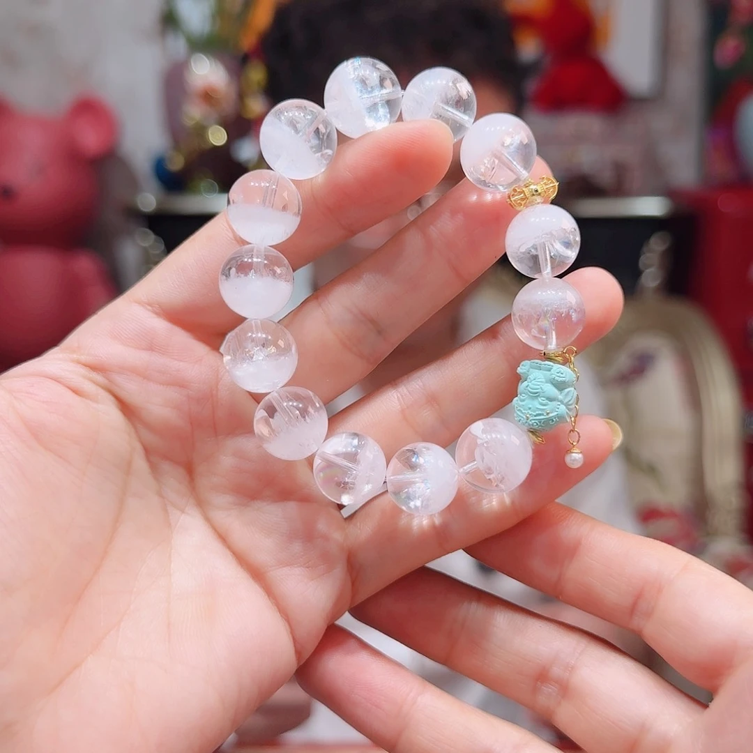 水晶手串18K金镶嵌手串