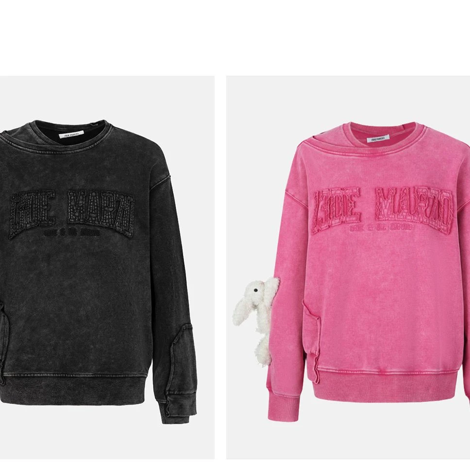 错位领水洗做旧卫衣DLDE542