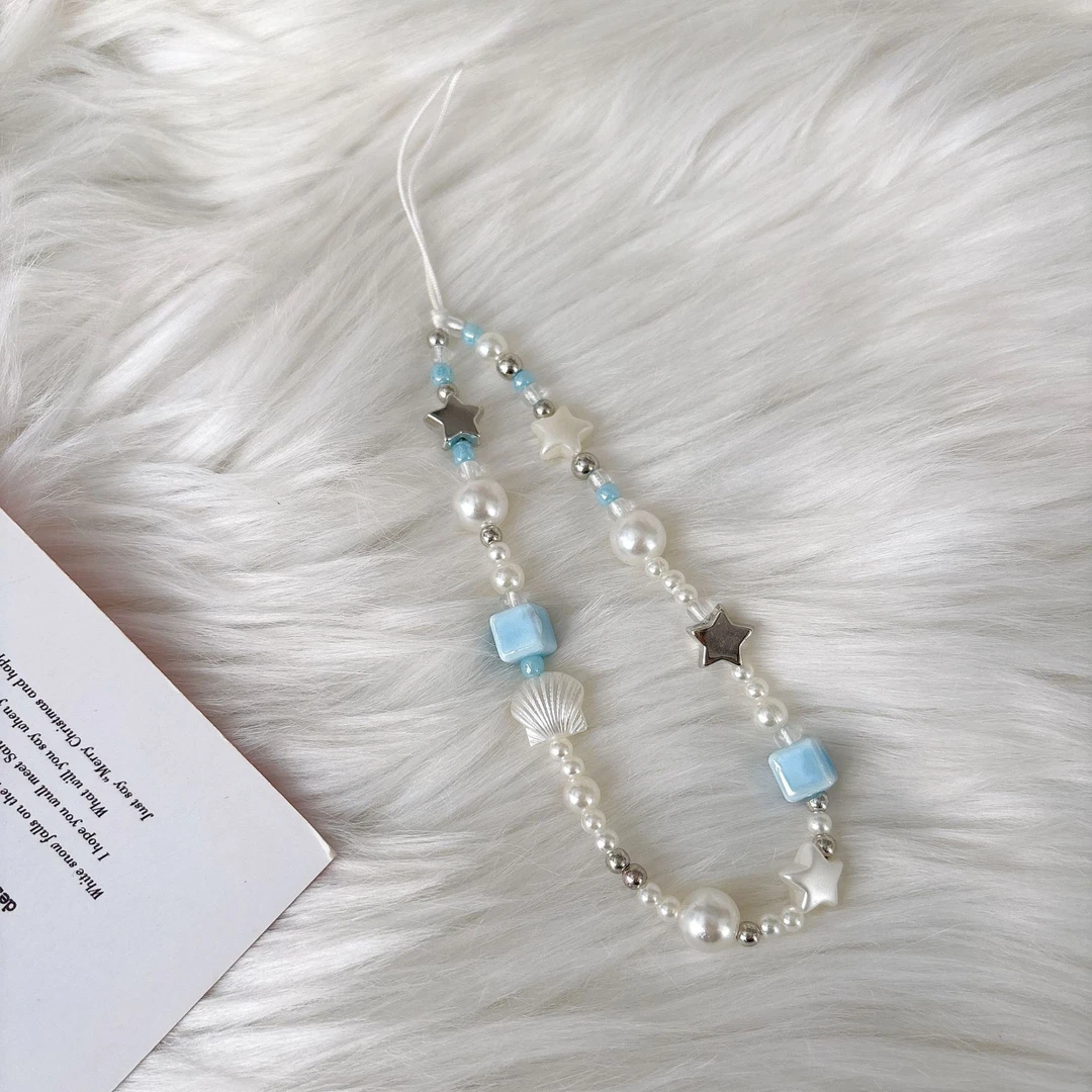 珍珠星星贝壳夏日链条相机吊绳手绳珠子手机链挂绳手机壳挂件女