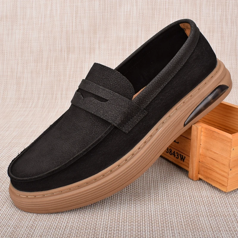 ICCLEK透气单层男鞋软面司机开车一脚蹬豆豆鞋复古软底休闲皮鞋男