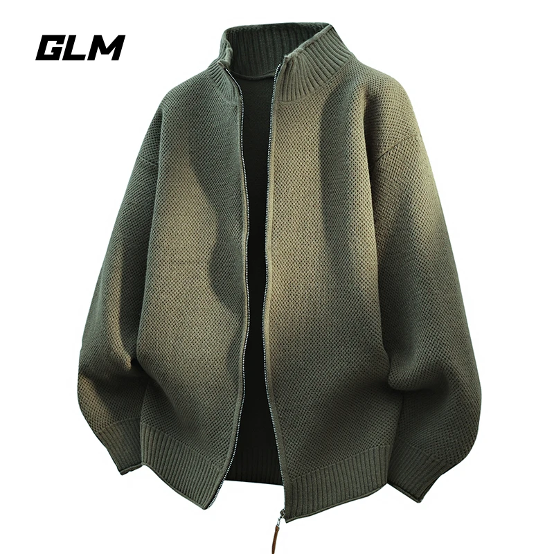 GLM立领开衫外套男秋冬季宽松休闲针织衫上衣高级感鉴于毛线衣