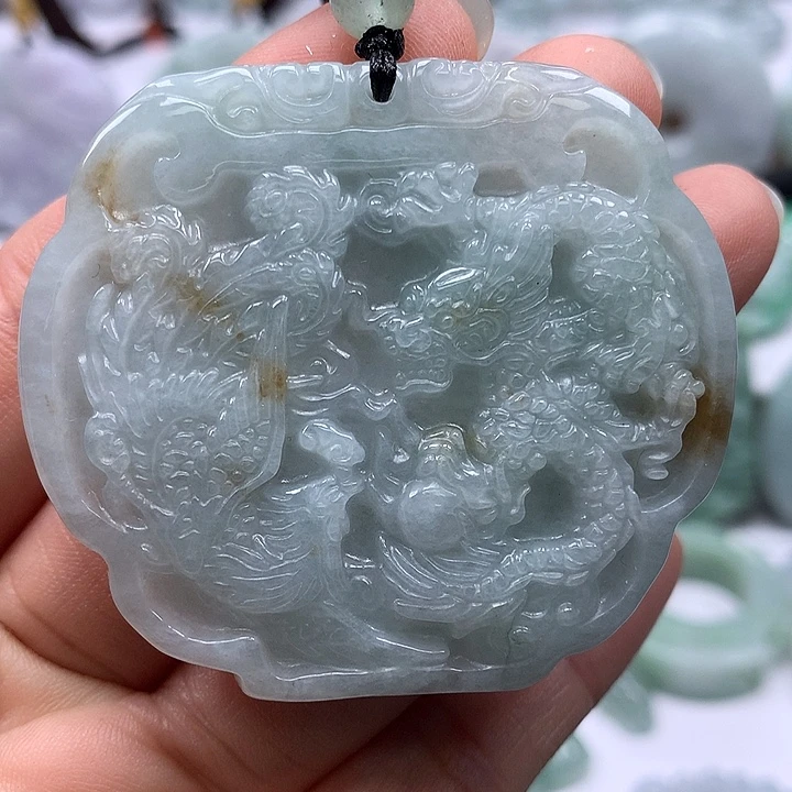 翡翠未镶嵌颈饰龙凤呈祥洒黄翡福利