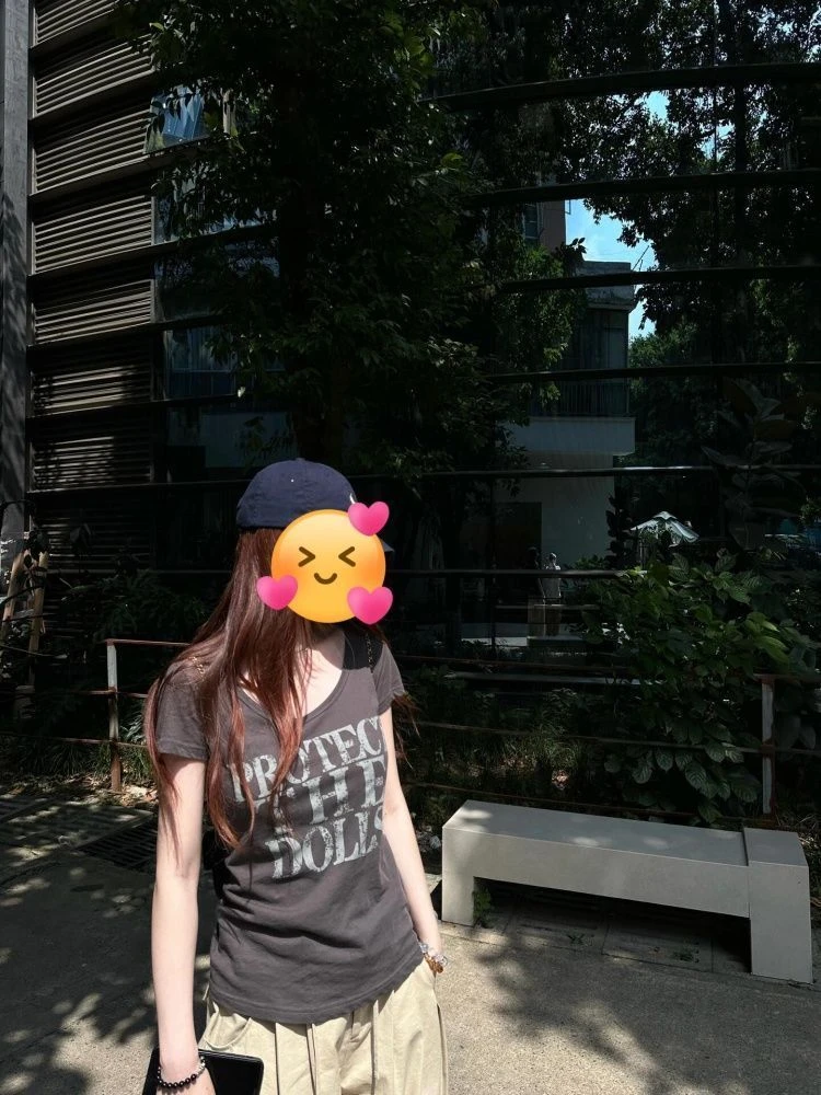 美式复古设计感字母印花短袖女t恤2025夏季新款修身百搭上衣ins潮