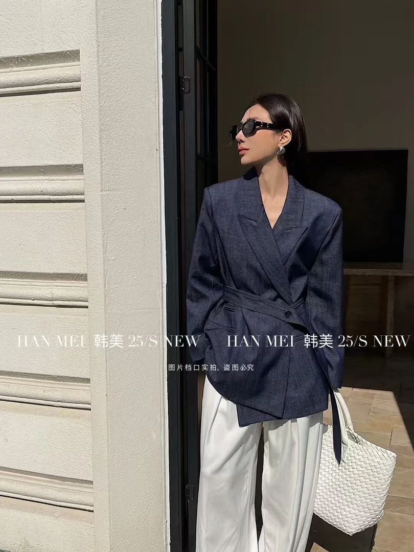 【SPXX】法式高级感新款时尚复古设计感西装外套长袖气质牛仔网红