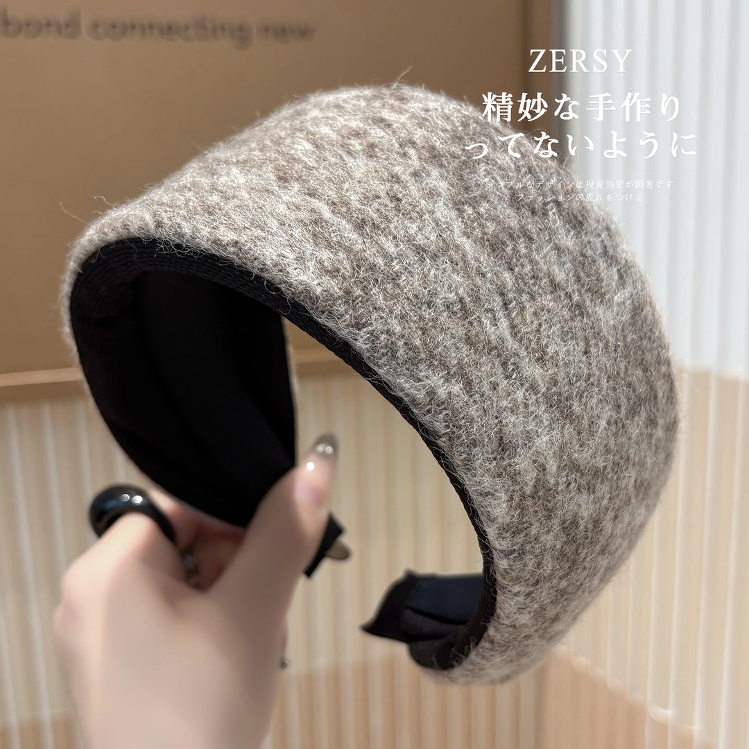 秋冬宽边毛呢发卡女款日常外戴遮白发头箍高级感洋气时尚洗脸发箍