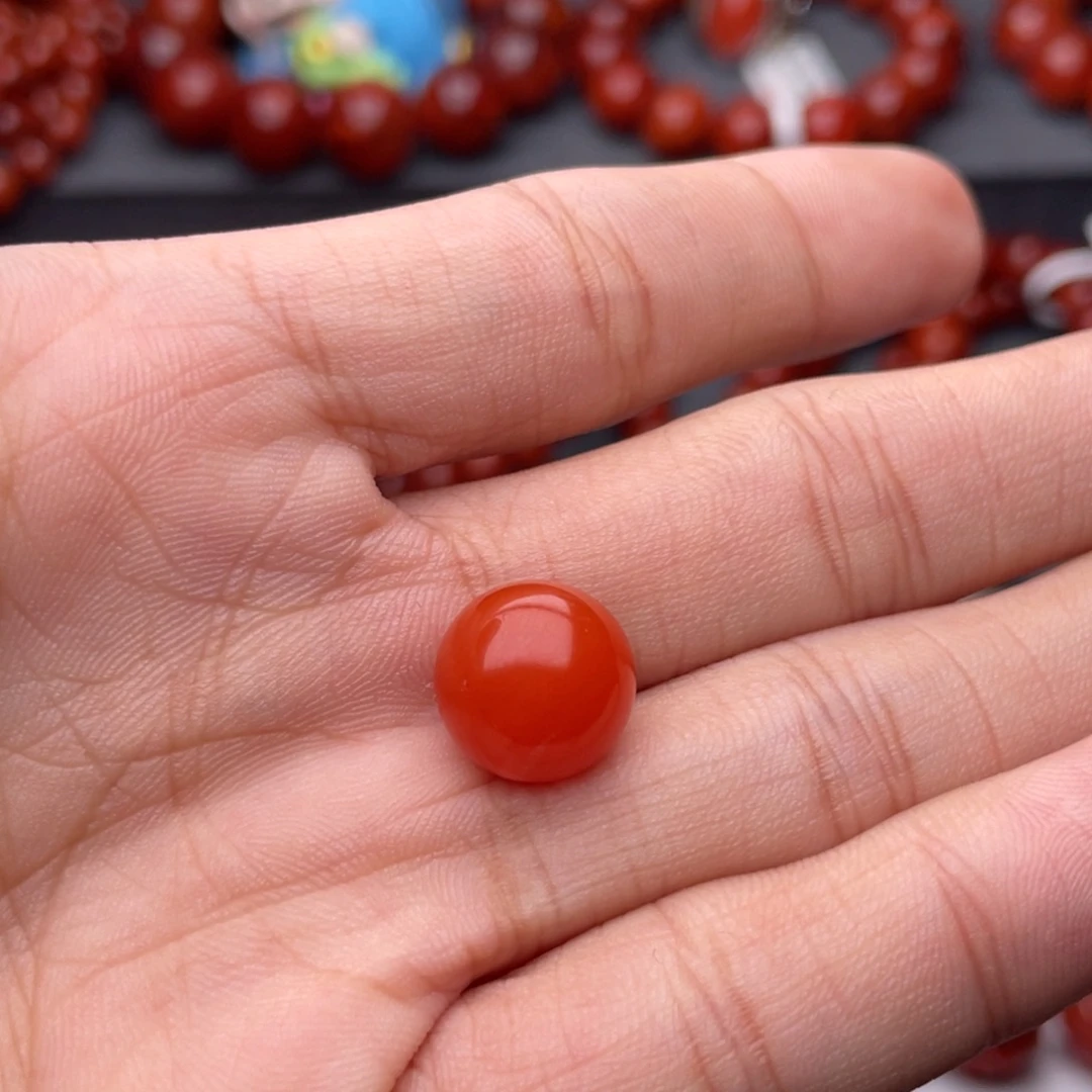 米***作南红玛瑙未镶嵌手串H12mm保山冰红单珠