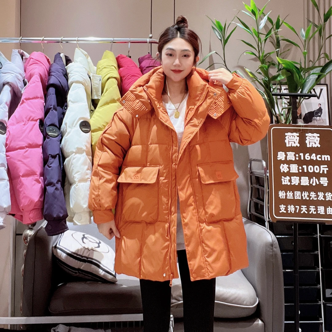 冬季中长款服女连帽加厚保暖外套韩版宽松时尚百搭棉袄281