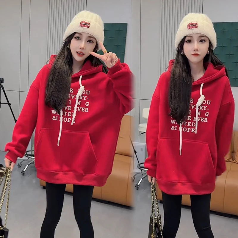 2025秋季新款时尚显瘦气质网红高档女高级百搭宽松大码加绒卫衣潮