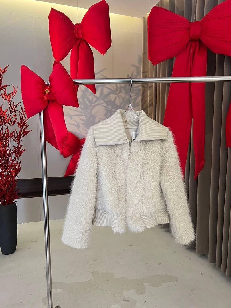 【赵小小yimao】76883 针织大翻领拉链冬显瘦开衫软糯毛毛外套