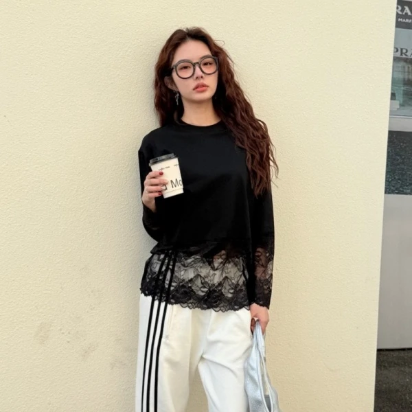 春季上新~三季可穿显瘦百搭蕾丝花边设计款长袖上衣 S3626 K