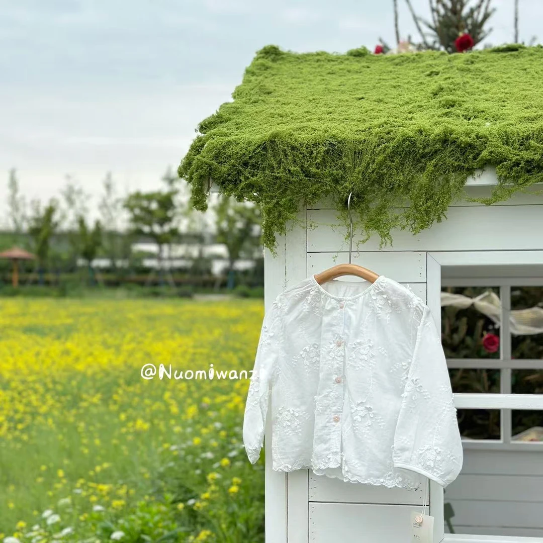 丸子十【栀子雪】儿童韩版洋气刺绣娃娃衫（夏款）WZJ-52250