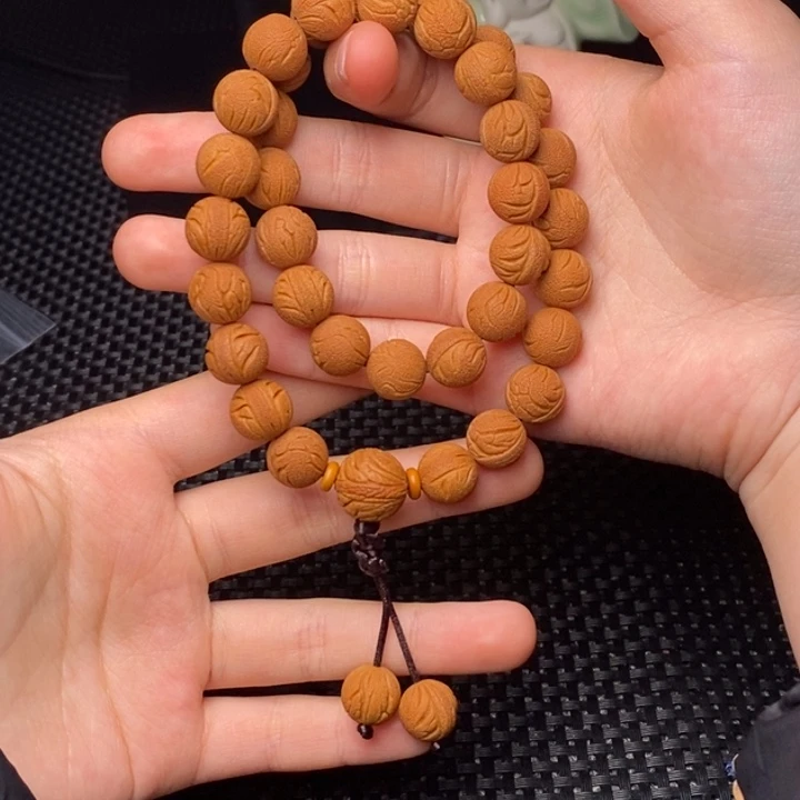 桃核手串野生满天星 11mm左右 36+2颗 成品手持