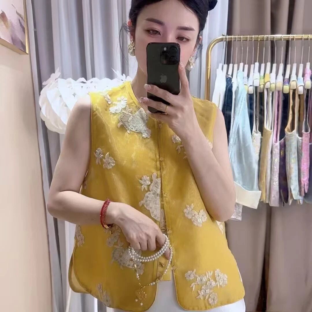 【蝶鸣】夏季新款新中式国风文艺气质返潮复古国潮文化女士马夹