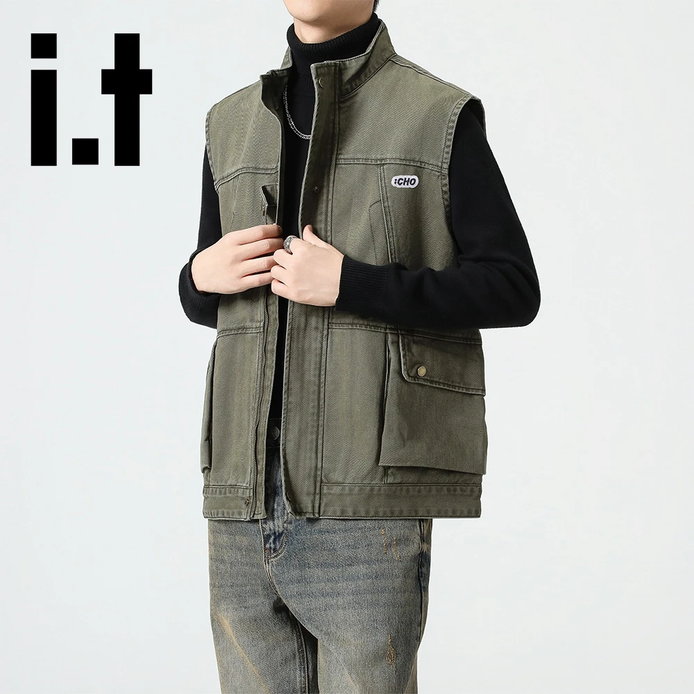 it:CHOCOOLATE美式工装牛仔休闲马甲2025秋季新款上衣时尚个性潮