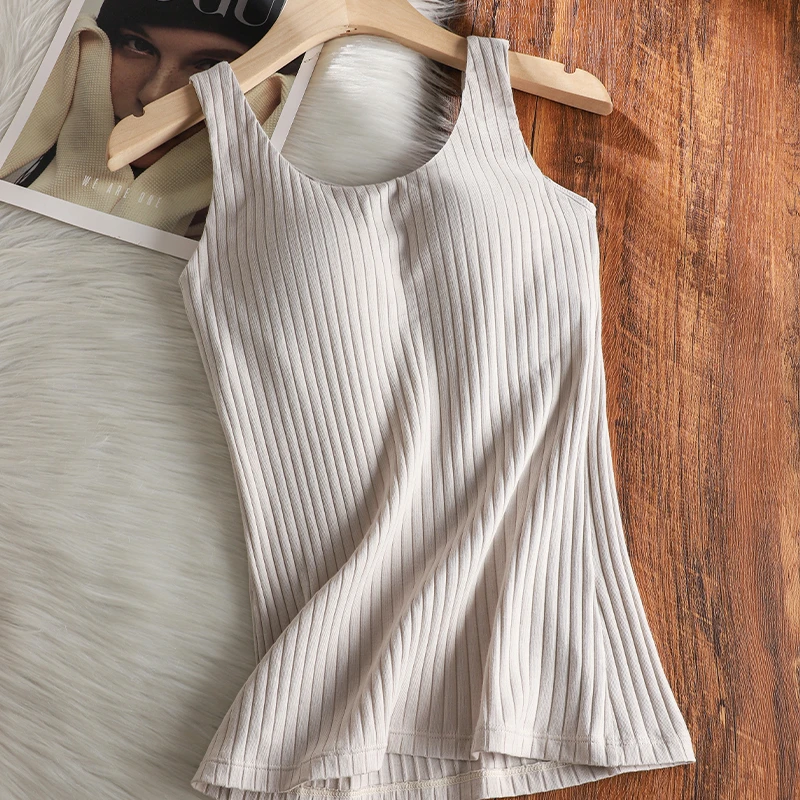 螺纹长款吊带背心女内搭2025夏季新款外穿遮副乳宽肩带打底U领