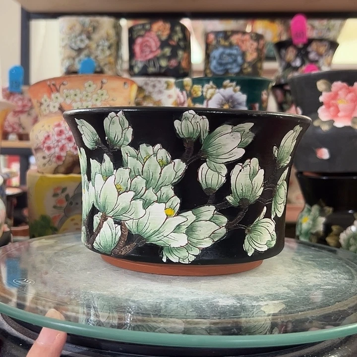 满38包邮 景德镇手绘花盆