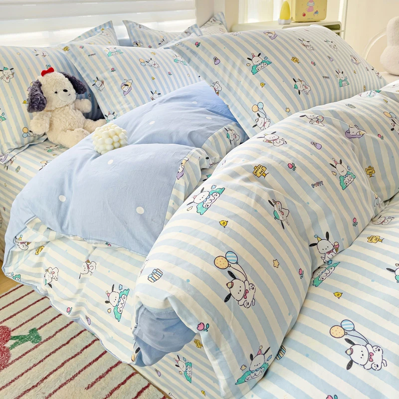 100%全棉大学生宿舍床上三件套纯棉床单人床被套四件套拎包入住