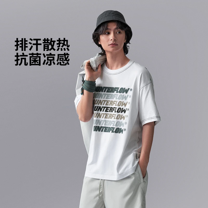 【吸汗抗菌】李宁CF溯男子运动透气短袖舒适休闲柔软宽松T恤ATSU613