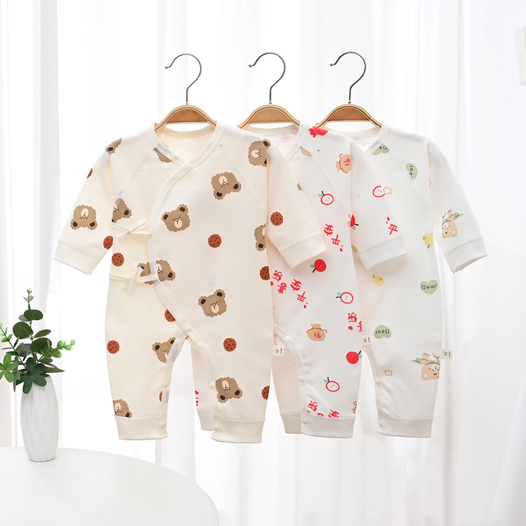 婴儿连体衣纯棉无骨新生儿衣服春秋初生宝宝和尚服哈衣外出服四季