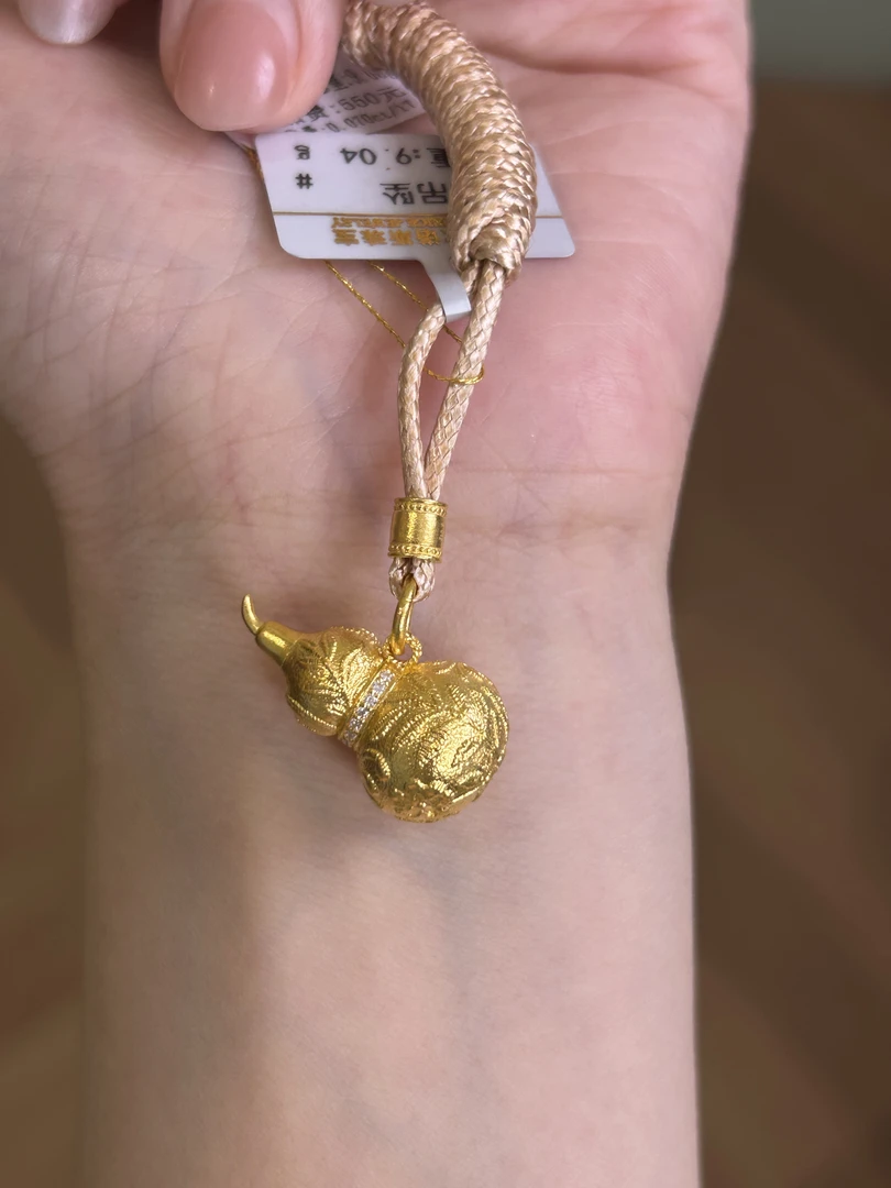 足金999 点钻福禄生花吊坠（编绳款）